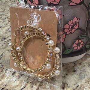 New Faux Pearl Hoop Earrings